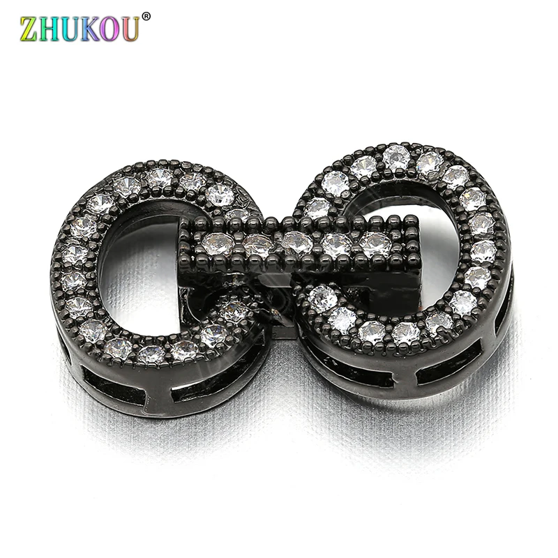 11*19mm Brass Cubic Zirconia Clasps Hooks for Diy Jewelry Findings Accessories, Mixed Color, Model: VK36