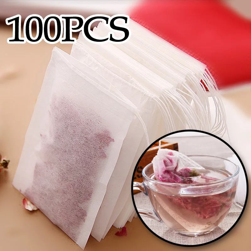 Teabags 100Pcs/Lot 7x9cm /8x12cm Empty Tea Bags With String Heal Seal Filter Paper for Herb Loose Tea Bolsas de te