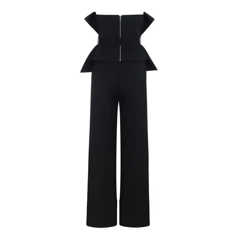 2019 Elegant 2 ชิ้นชุดตัดผู้หญิง Jumpsuits สีดำสีขาวเซ็กซี่แฟชั่นคนดัง evening party playsuit ฤดูร้อน pantsuit