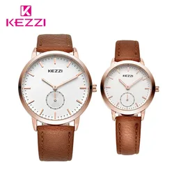 Kezzi Couple Watches Women Dress Watches Men Casual Leather Strap Watch Lover Wristwatches Clock  Relogio Feminino relogio