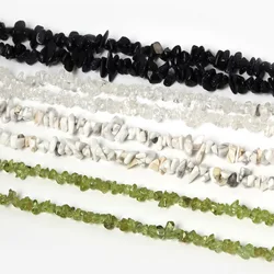 SALE!! Natural Stone Chip Beads for Jewelry Making: Blue Sand Howlite Olivine Crystal Strand 34