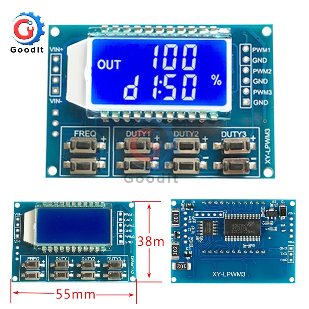 1Hz-150Khz Signal Generator PWM Pulse Frequency Duty Cycle Adjustable Module LCD Display 3.3V-30V PWM Board Module