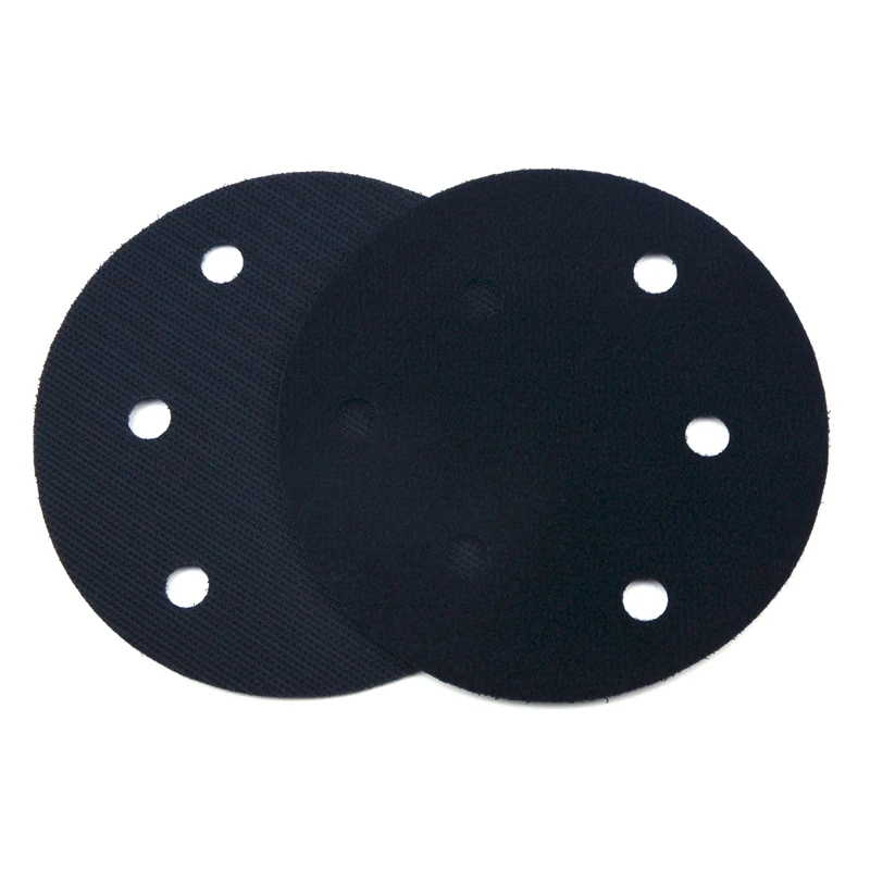 POLIWELL 2PCS 5 Inch 125mm 6 Löcher Ultra-dünne Schwamm Pad Pufferung Interface Pads für Schleif Pad haken und Schleife Schleifen Papier