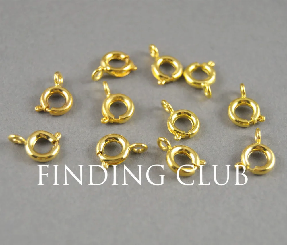 

100 pcs 6mm Gold plated Brass Spring Ring Clasp Metal Bracelet Necklace Jewelry Findings