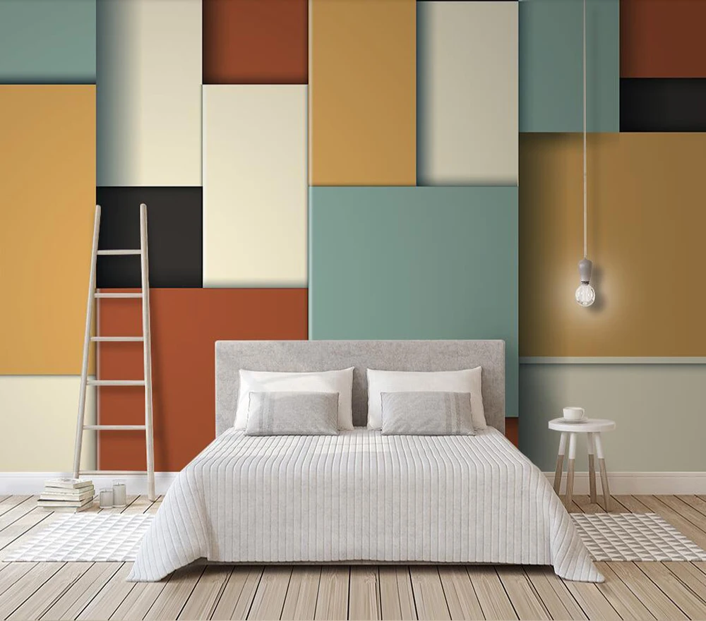 

Custom wallpaper Vintage block book color block background wall