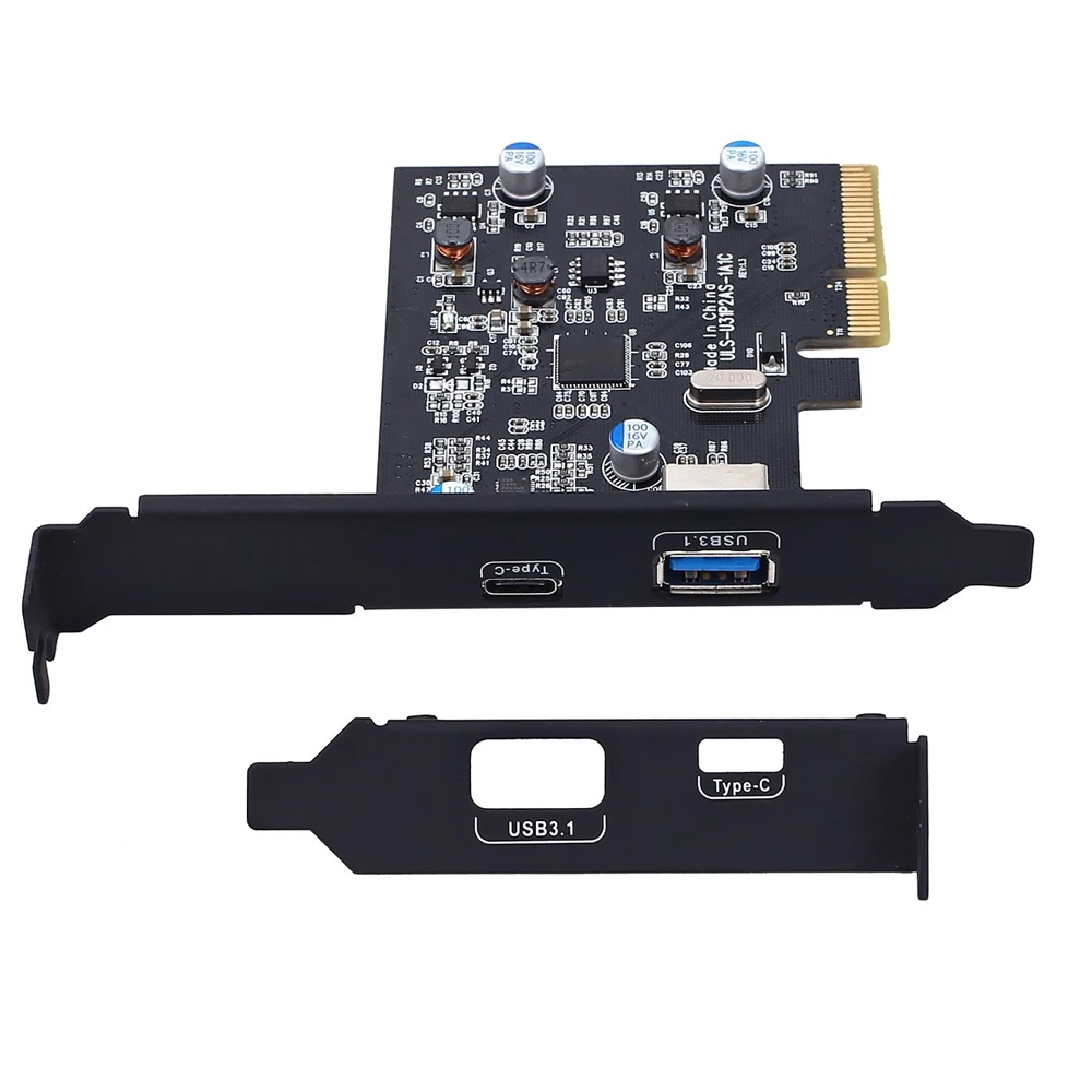 

PCI-E PCI Express to USB 3.1 Gen2 10Gbps Hub Type A and Type C 2-Port PCIe Expansion Adapter Card For Windows 7/8/8.1/10/Linux