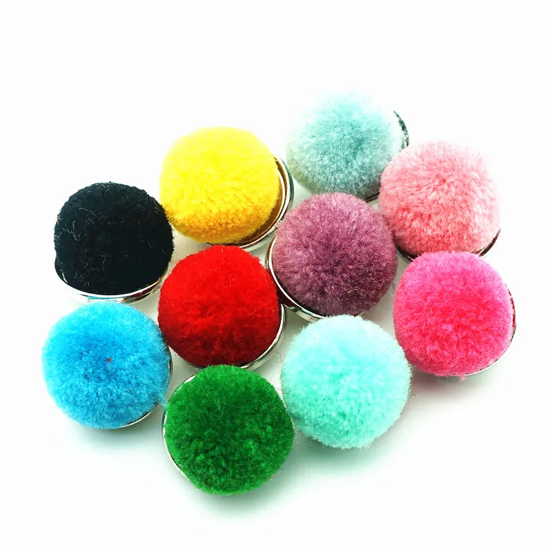 NS0058 Новая красота 20 мм плюшевый шарик в зимнем стиле ткань из натуральной кожи 10 шт. смешанные кнопки подходят для застежек подвески ювелирные изделия оптом