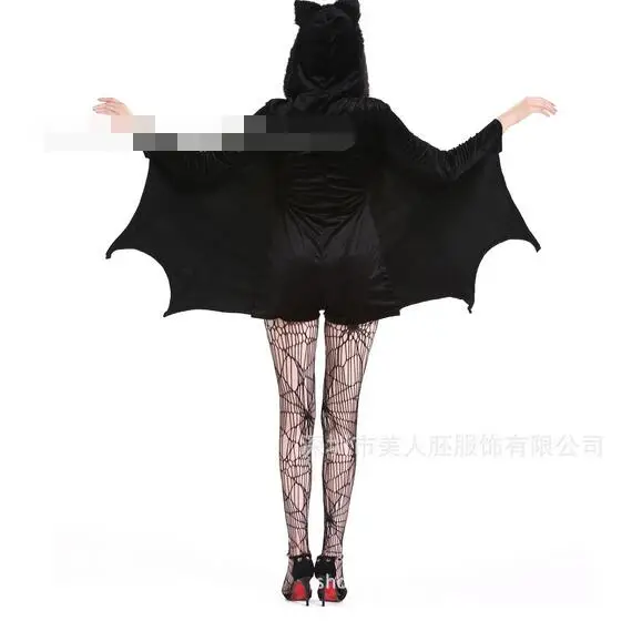 1pcs/lot Women Halloween Costumes Black Vampire Bat Costume Plays female bat shape Costume Dress