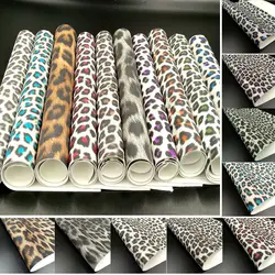 Glitter Shiny Sparkle Leopard Print tessuto PU Leather Waterproof fai da te cucito archi Craft A4/A5 fogli