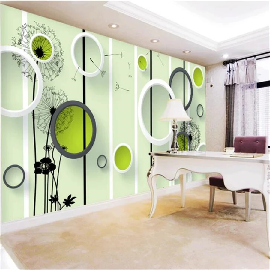 Custom wallpaper papel de parede 3d photo murals dandelion stereo circle mural TV background wall living room bedroom wallpaper