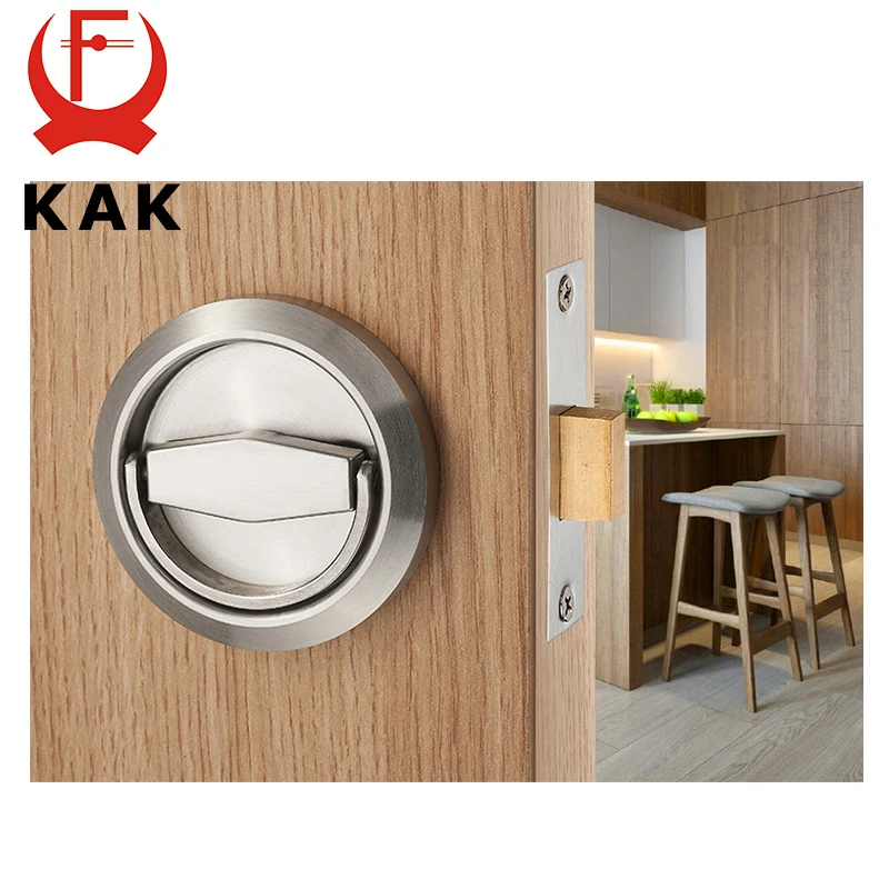 KAK Hidden Door Locks Stainless Steel Handle Recessed Invisible Keyless Mechanical Outdoor Lock For Fire Proof Home Hardware