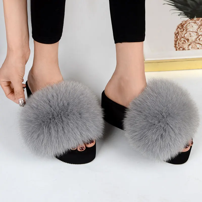 25 Colors Women's Furry Slippers Ladies Cute Plush Fox Hair Fluffy Slippers Women's Fur Slippers Summer Warm Slippers for Women