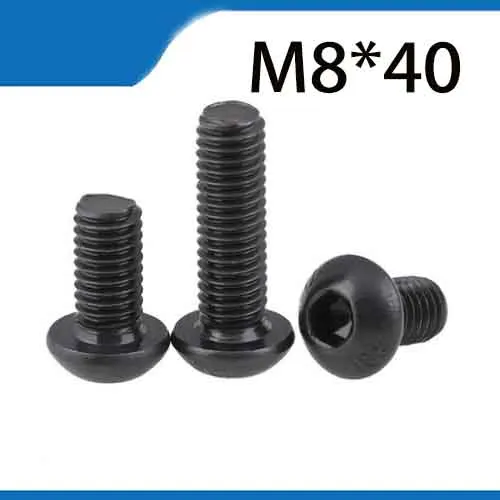 Free Shipping 10pcs M8x40 mm M8*40 mm yuan cup Half round pan head black grade 10.9 carbon Steel Hex Socket Head Cap Screw