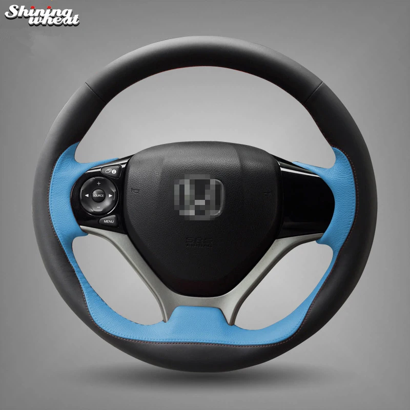 

Shining wheat Hand-stitched Black Blue Steering Wheel Cover for Honda Civic 2012- 2014 Car Special