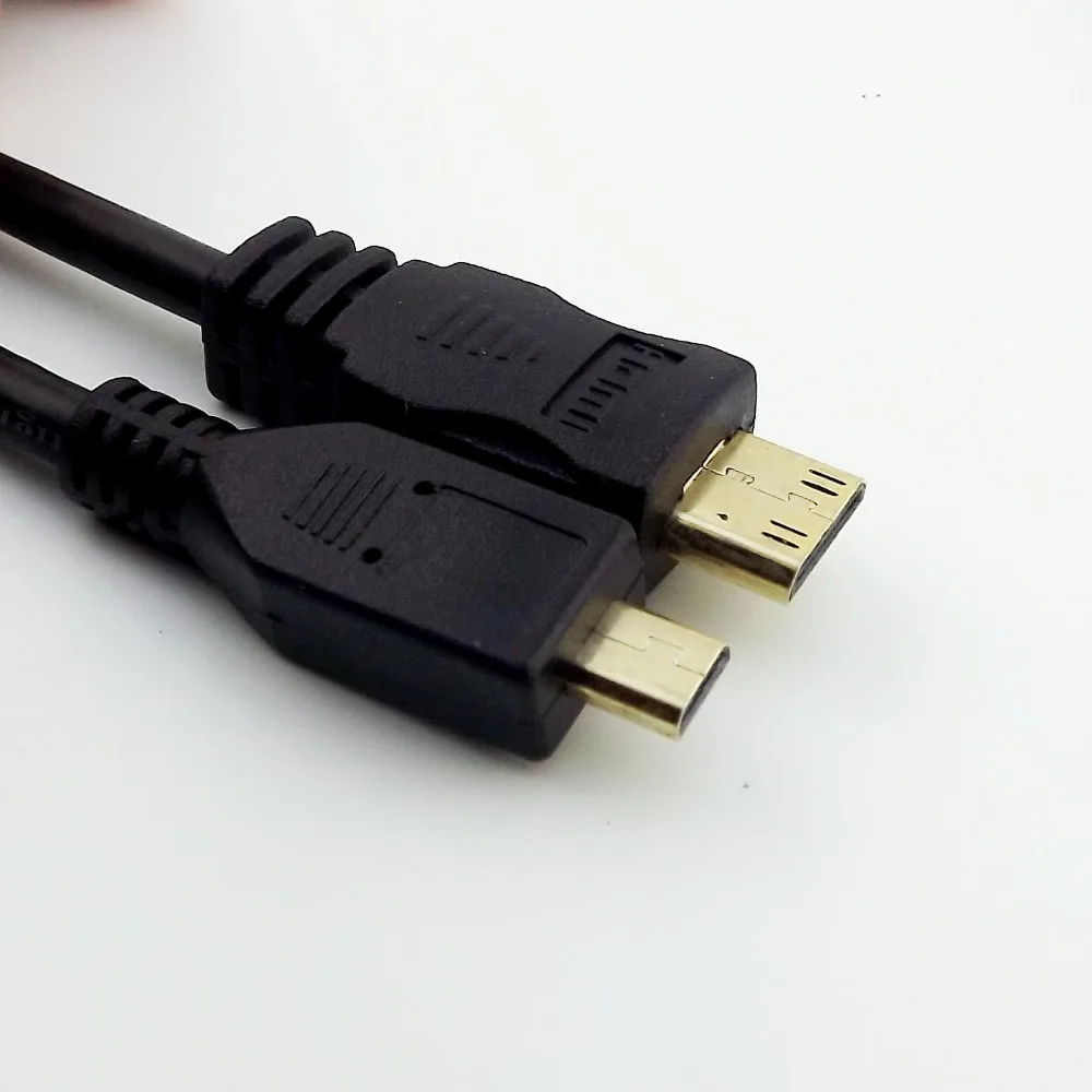 1pc kompatybilny z HDMI 1.4 Mini męski na Micro HDMI kompatybilny typ D męski kabel z przejściówką danych wideo 1080P 1FT