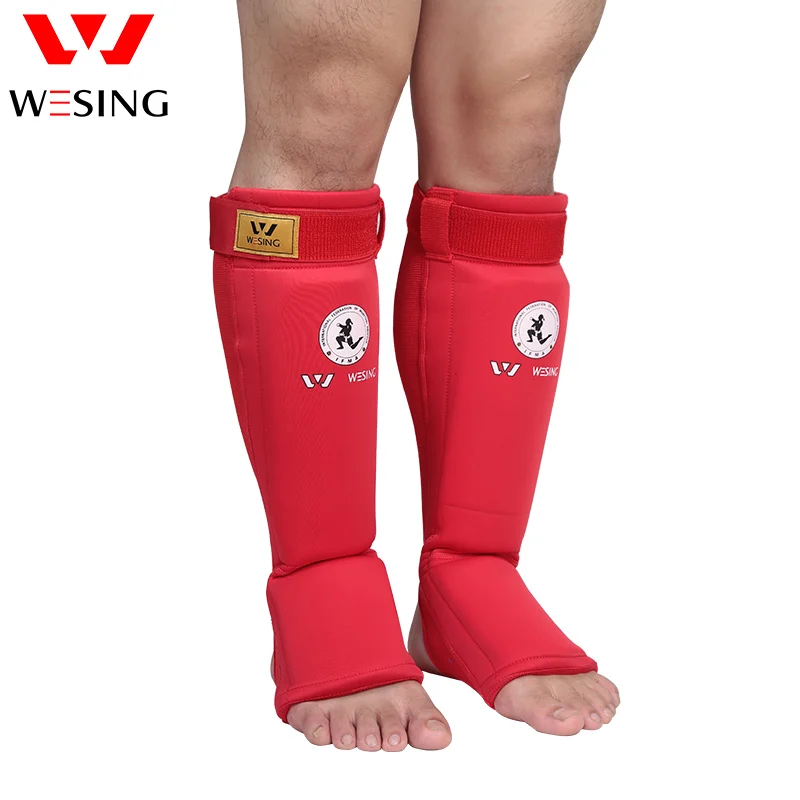 WESING Muay Thai Shin Instep Guard Athletes Trianing Knee Protector Approved IFMA Muay Thai Boxing Sanda Leg Pads Men