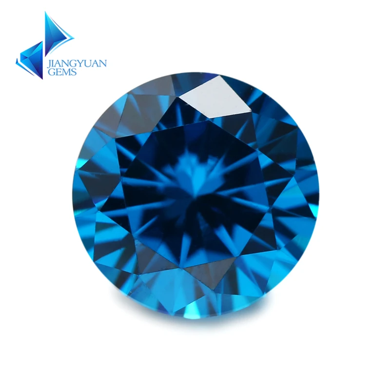 Size 3.0~10mm Dark Sea Blue Color CZ Stone AAAAA Round European Machine Cut Synthetic Gems Cubic Zircon