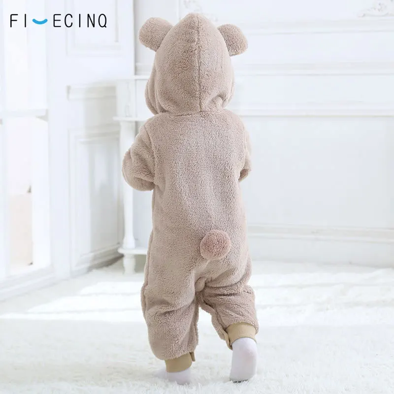 Bebê urso traje animal dos desenhos animados cosplay kigurumis bonito onesie childer terno menino menina flanela inverno quente fantasia outfit