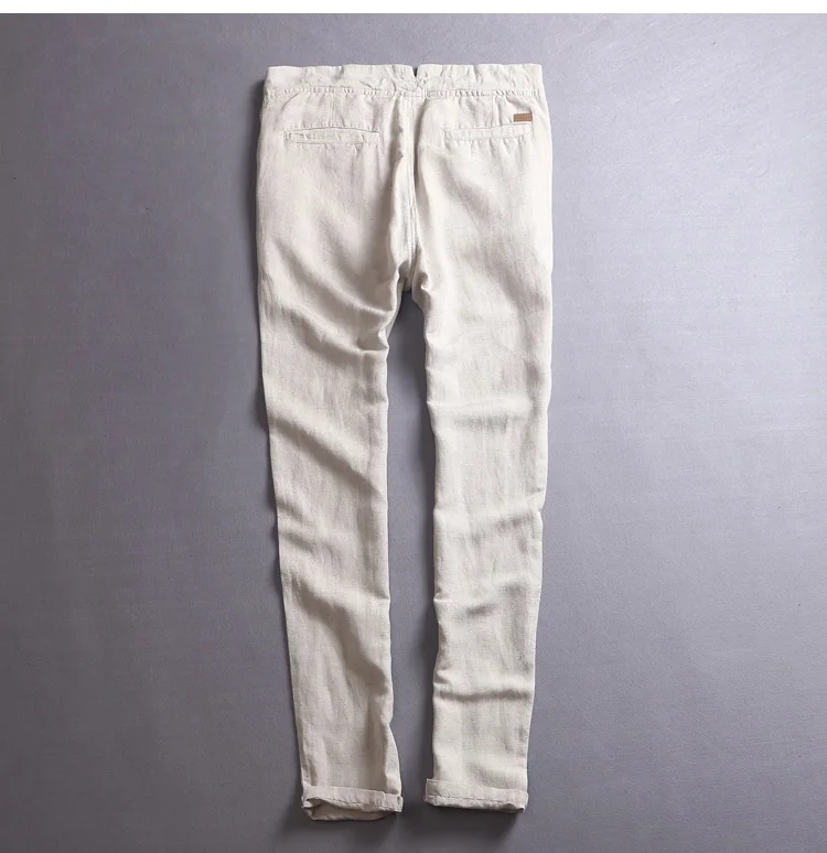 Italy Style New Fashion Long Brand Pants Men Linen Trousers Solid Cotton Men Pants Casual Roupa de cama Ropa 29-36 Size