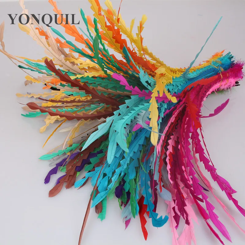 Multiple Colors 100Pcs/Lot  Colored 25-30Cm Shaped Loose COQUE ROOSTER TAIL FEATHERS Long Feathers for Fascinator Hats Millinery