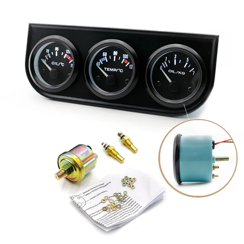 

52mm Oil Pressure Triple Gauge Kit Oil Temp Water Temp Car Pointer Meter