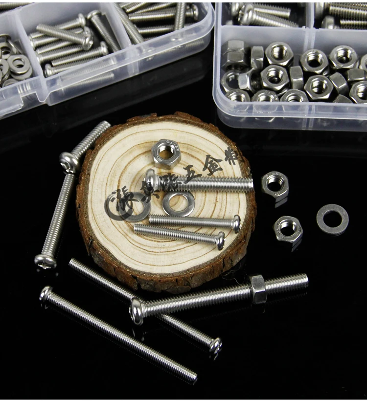 Gratis Verzending Een Set 108Pcs 304 Rvs Cross Ronde Kop Schroef Set M6 Schroeven Met Moeren Platte Pad schroeven