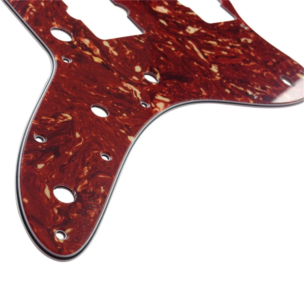 Pleroo Custom Guitar pickgaurd - For US Jazzmaster style Guitar pickguard Replacement , 4 Ply Red Tortoise