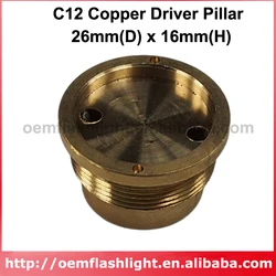 DIY 26mm(D) x 16mm(H) Copper Driver Pillar Set for C12 LED Flashlights