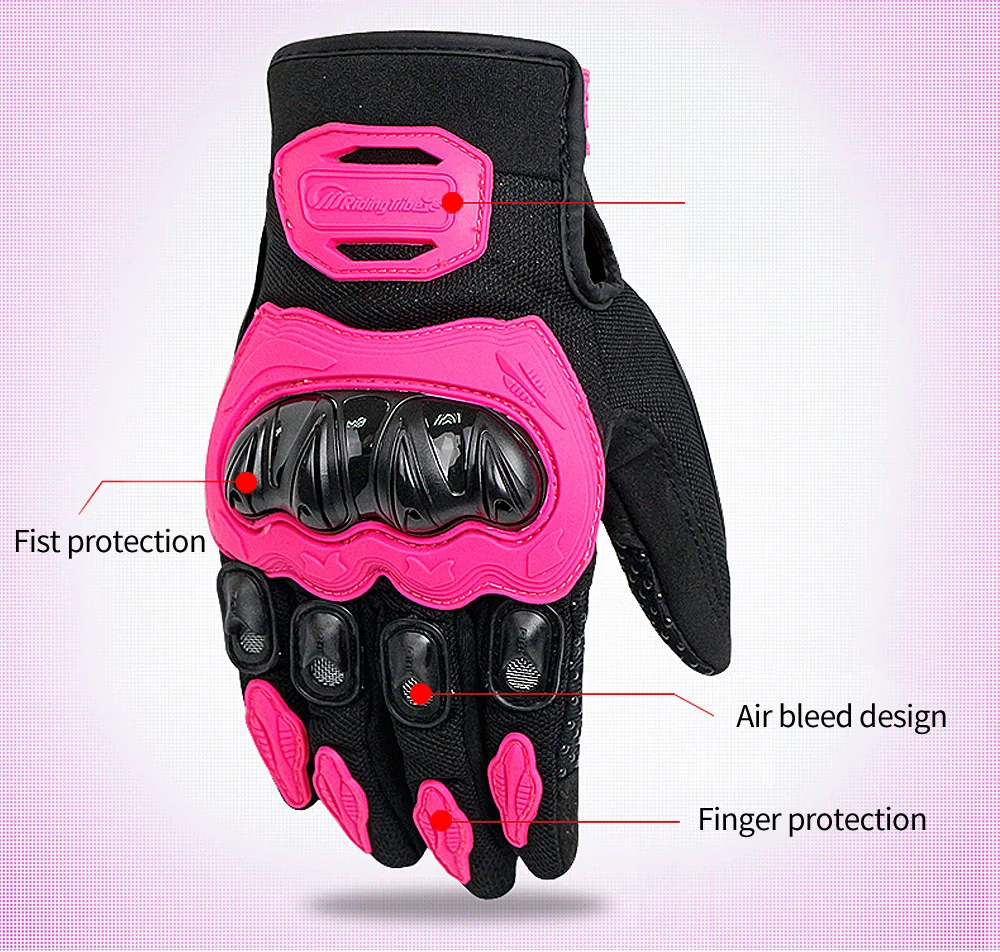 Gants de moto respirants pour hommes et femmes, gants de protection portables, opération tactile, noir, vert, rouge, rose, unisexe, M-média