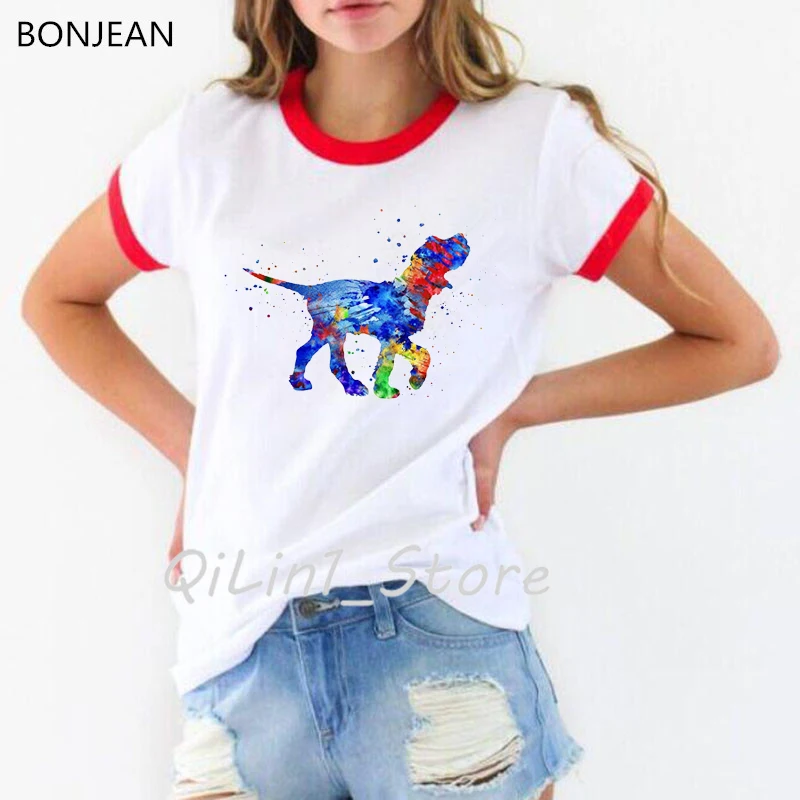 Novelty design Bull Terrier watercolor print t shirt women summer tops t-shirt femme funny dog lover tshirt female streetwear