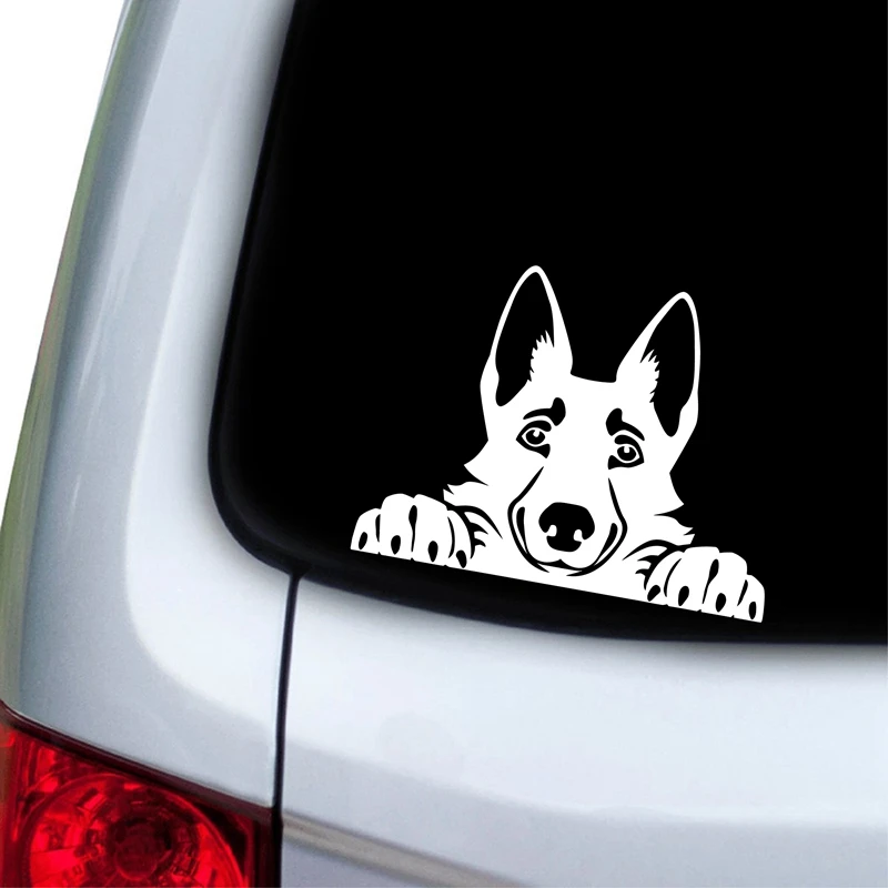 Peeking German Shepherd Wall Decals Car Window Decor , Cute Funny Pet Dog German Shepherd Vinyl Sticker For Laptop Decoration