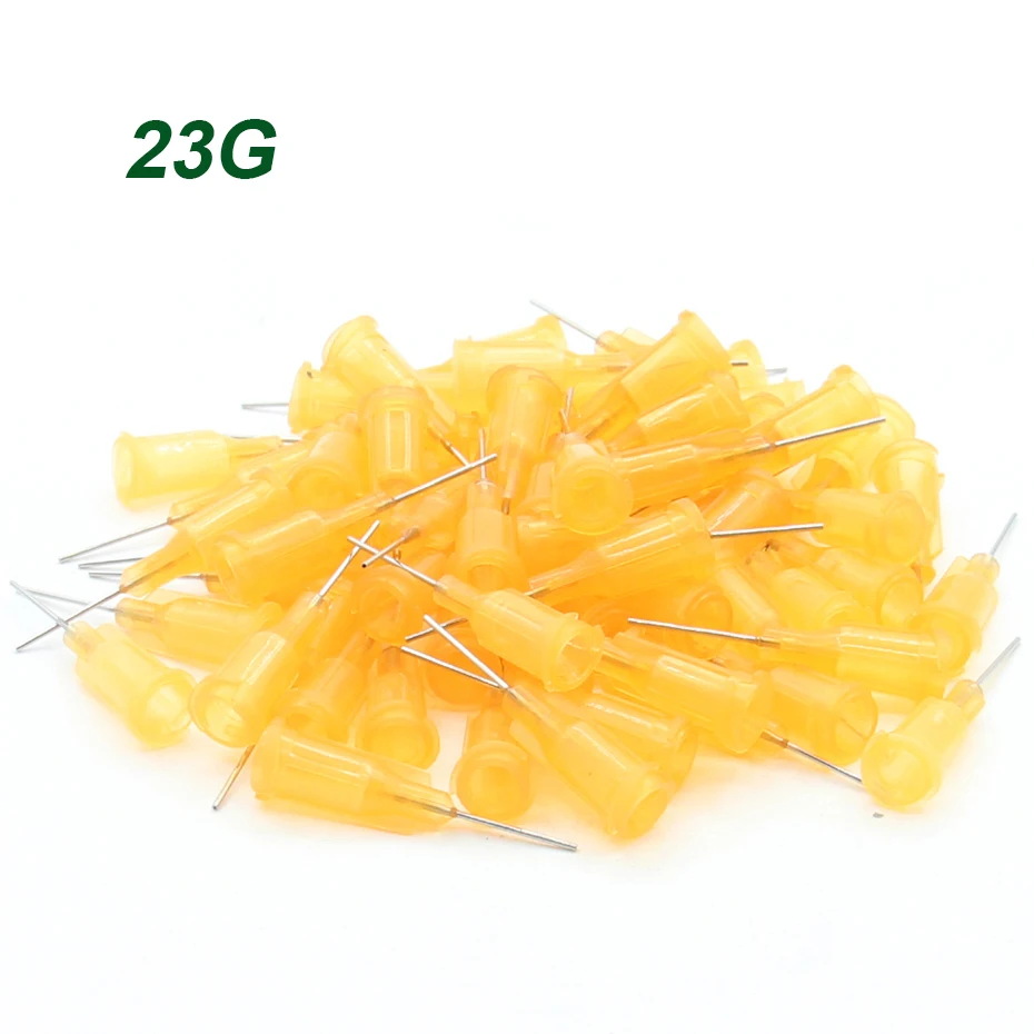 100pcs 23G Precision passivated S.S. Dispense Tip with PP Safetylok hub, 0.5