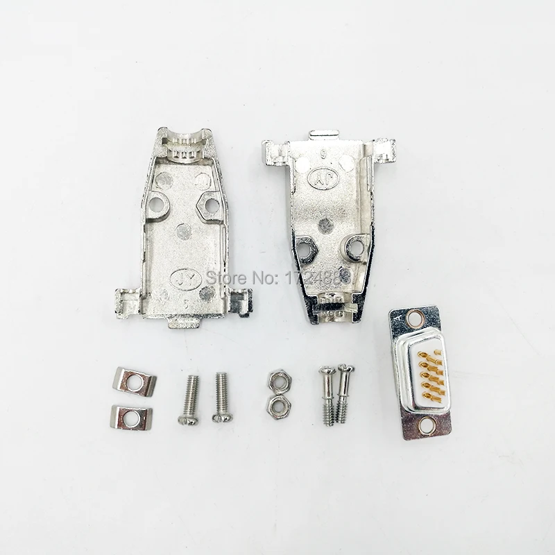 DB9 Metal connector  adapter RS232 serial D Sub plug COM gold plated brass contactor 9 pin hole 2 row port socket female Male image 5