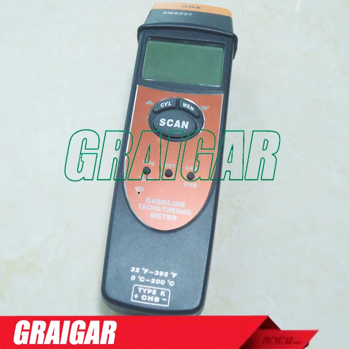 SM8237 Hand-held Digital Gasoline Engine Tachometer Speed RPM Tester Thermometer