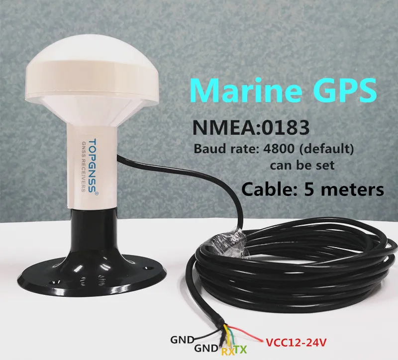 NEW 24V,High quality receiver GNSS  receiver,RS232,,boat marine GPS receiver antenna with module, Cable 5m 4800 baud rate