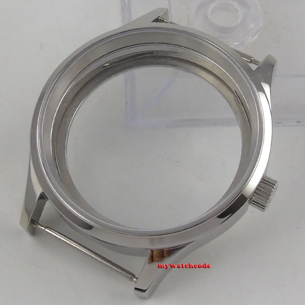 

Polished 43mm Sterile Steel Watch CASE Sapphire Glass fit ETA 6498 6497 Movement