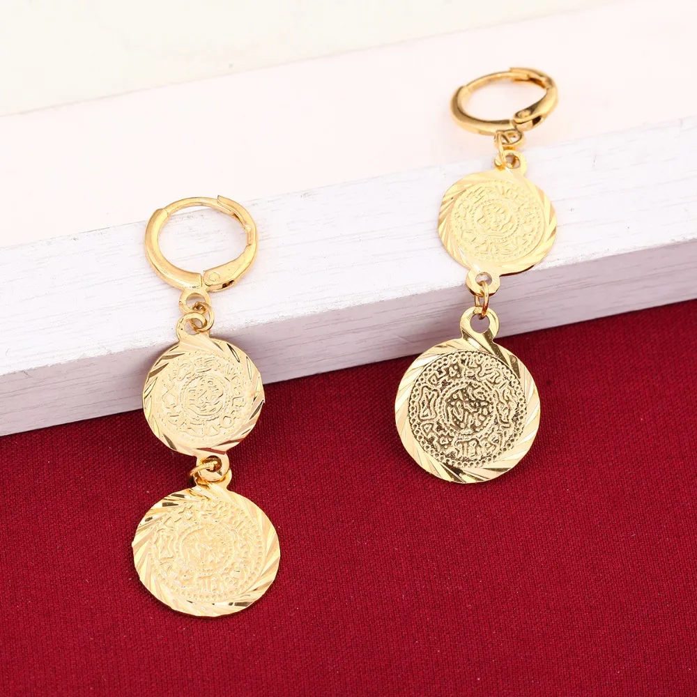 Gold Color Coin Earrings Muslim Islamic Jewelry Islam Ancient Coin Arab Gold Jewellry Women African