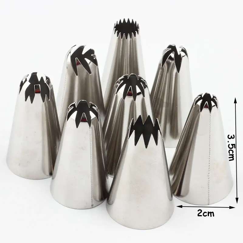 8Pcs/Set Large Size Premium Stainless Steel Piping Nozzles Russian Rose Pastry Tips Cake Cream Cupcake Decorating Tools