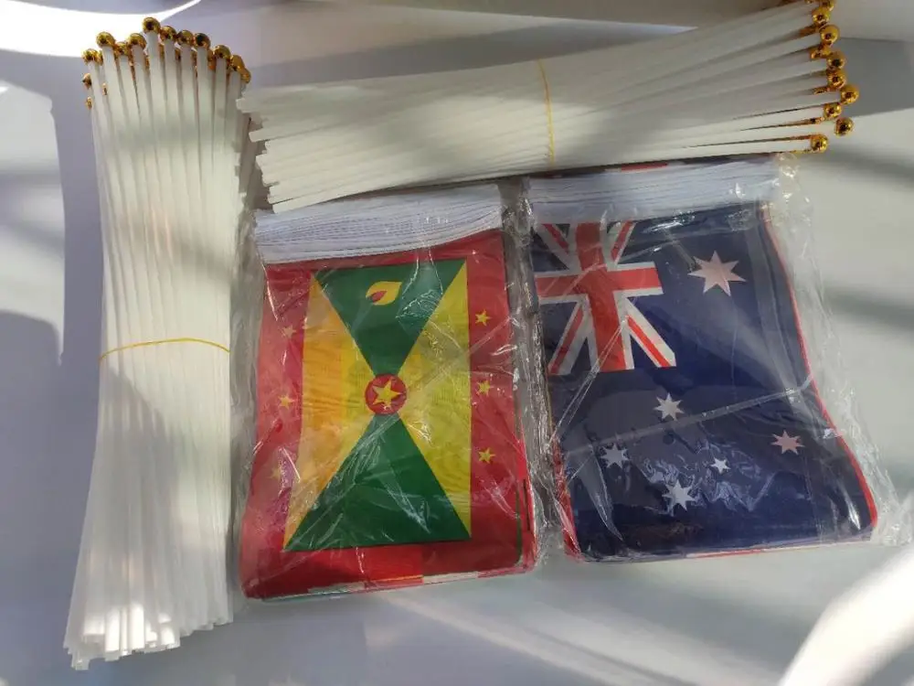 National flags Complete set of whole world 200 country or region flags 14*21 cm polyester material with plastic poles