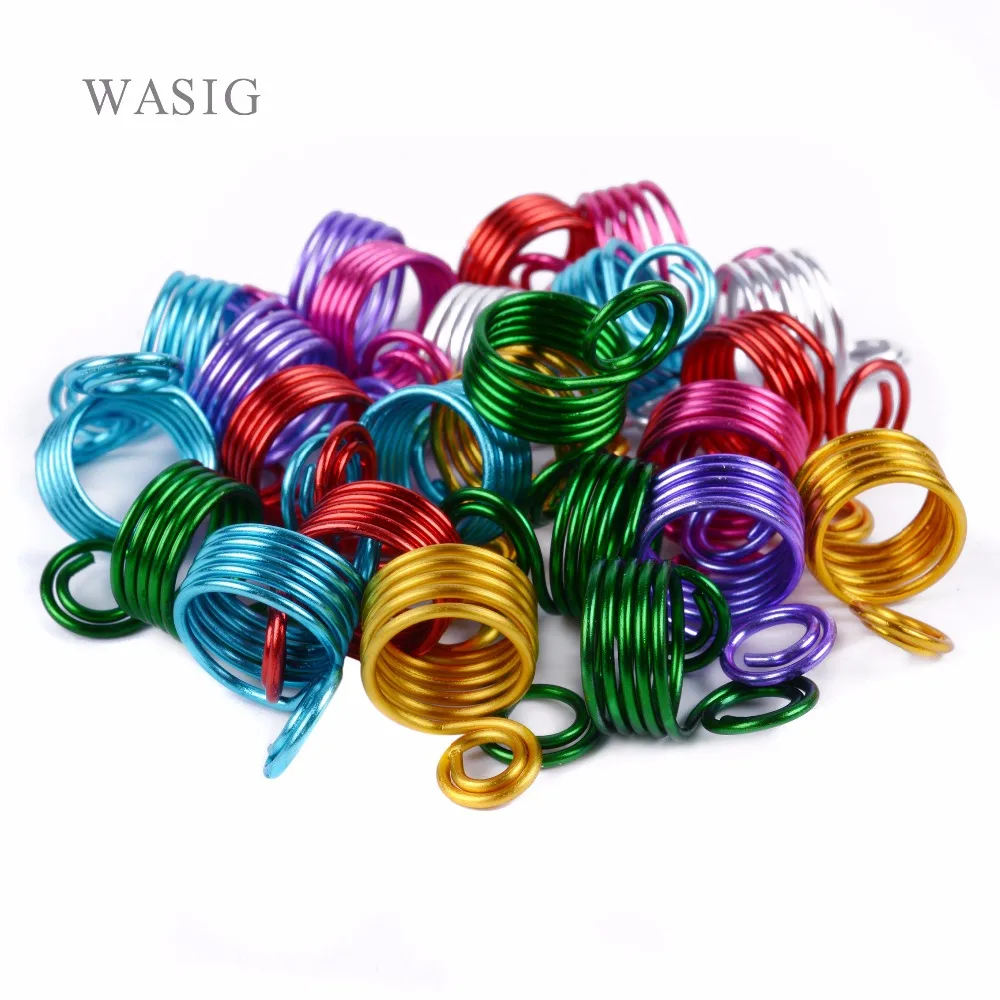 

50pcs Hair Braid Dreadlock Beads Stretch Multicolour Spiral Shape Hair Cuffs Clips Rings Tube For Braid Hairstyling Accessories