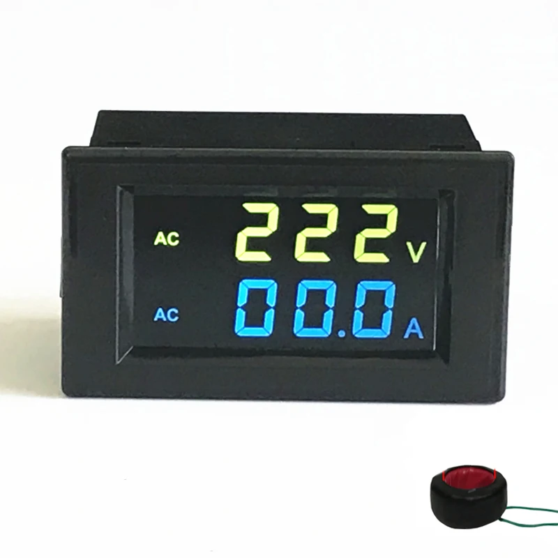 AC80-300V , AC 200-450V,100A , 199.9A colorful led display AC voltage and AC ampere combination meter V A meter with 1 CT