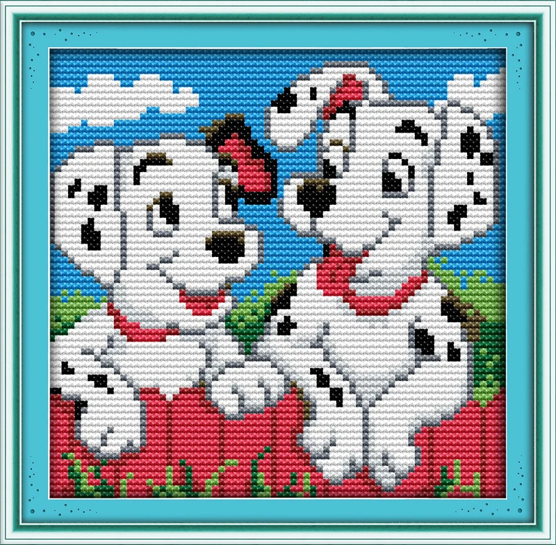 Two spots dog cross stitch kit 14ct 11ct count print canvas stitches embroidery DIY handmade needlework plus