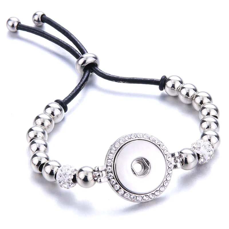 Hot Sale Snaps Jewelry Adjustable Snap Button Bracelet 18mm 12mm Metal Snap Button Charms Bracelets For Women