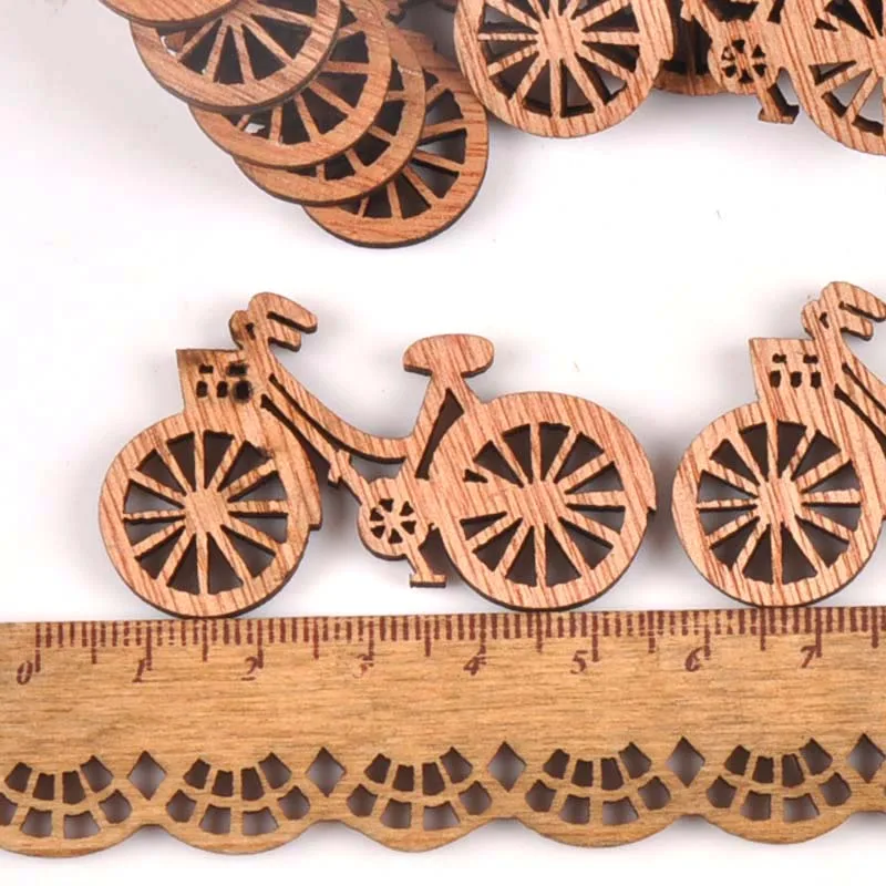 10pcs 49x29mm Brown Color Wood Slices Crafts For Handmade Scrapbooking Handicraft Wooden Ornament Sewing Accessories M1676