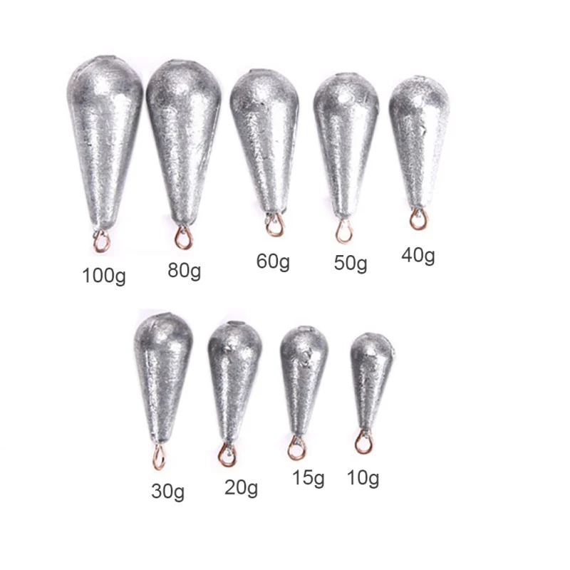 Weight Size 10g/15g/20g/30g/40g/50g/60g/80g/100g Water Droplets Lead Weights Fishing Lead Sinkers Fishing Accessories 5PCS/Lot