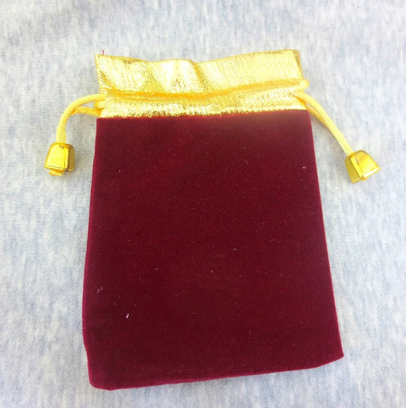 

9*12cm 10pcs Phnom Penh Wine Red Jewelry Velvet Bags For Packing Gifts Handmade Women Jewellery Pouches Flannel Bag Drawstring