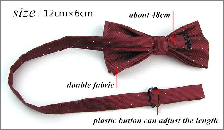 NEW Best Selling Men's Wine Red  Fashion Bowtie Hanky Set Groom Gentleman Dots Cravat Pocket SquareTowel