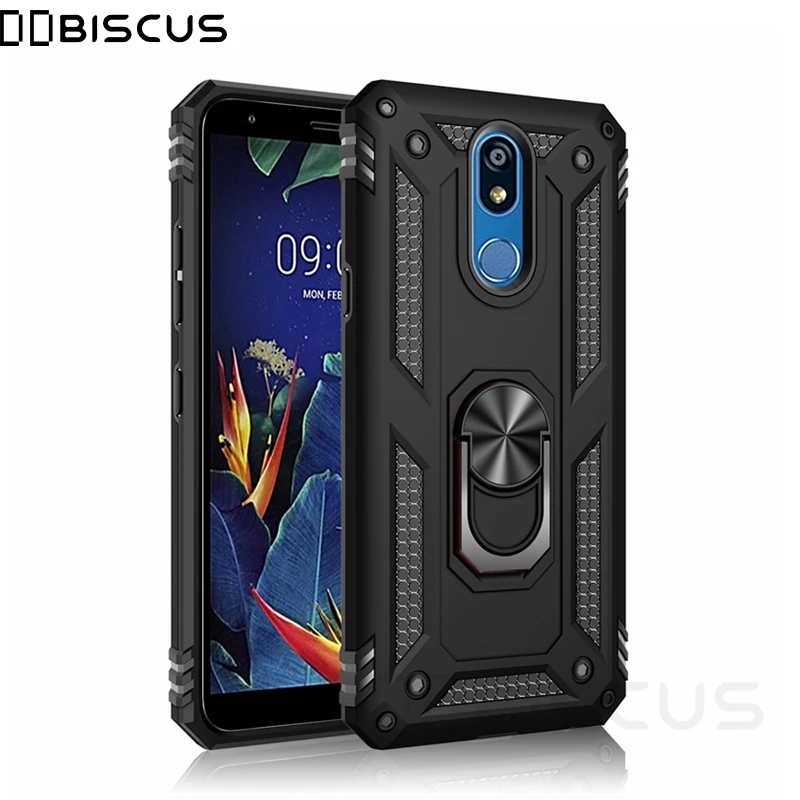 Luxury Armor Soft Shockproof Case For LG K40 2019 X420 Silicone Bumper Hard PC Cover For LG K12 Plus 5.7 inch Metal Ring Case