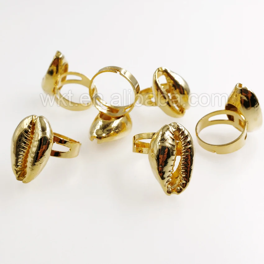 Imagem -04 - Cowrie Shell Anel para as Mulheres Charme Full Gold Trim Encontrar Jóias Alta Qualidade Presente Acessórios Wt-r13418k Natural