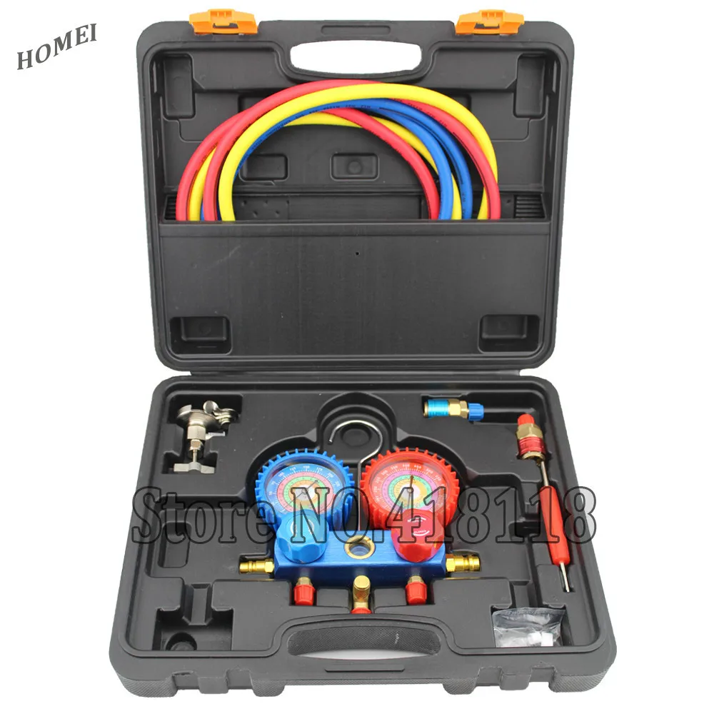 

Household Refrigeration Air Conditioning Manifold Gauge Maintenence Tools Car Set With Carrying Case for R410A